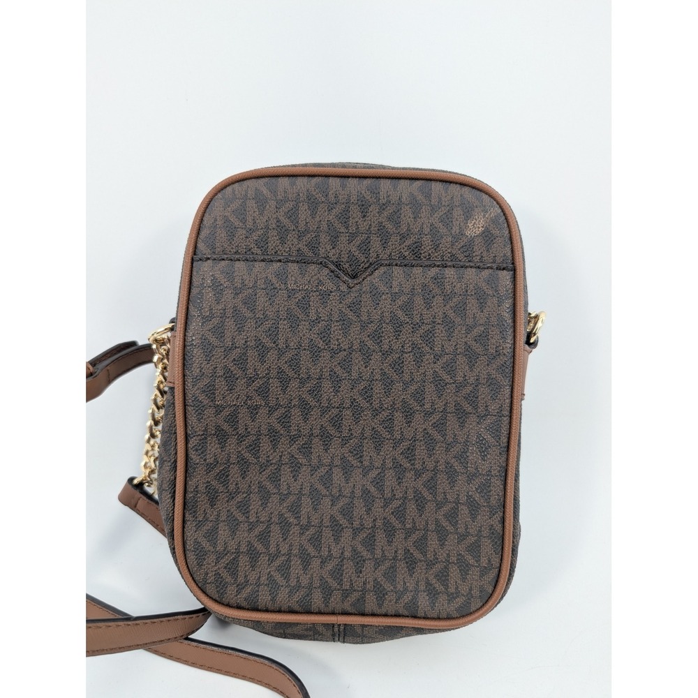 Michael Kors Jet Set Crossbody Bag Brown Logo Signature Acorn - FLAW - Picture 3 of 8